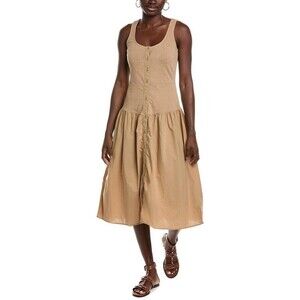 Nation LTD Carrie Button-Up Midi Dress size M NWT Drop Waist Full Skirt Cotton
